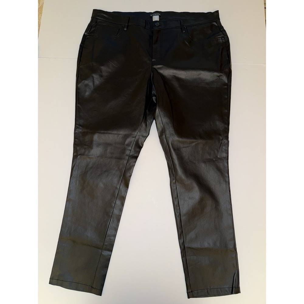 VENUS Faux Leather Pants Women's Size 18 Black Straight Leg Stretch NEW